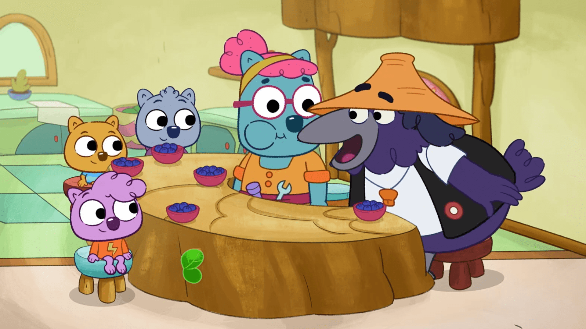 Chanáa gives the Wombats a riddle to solve.