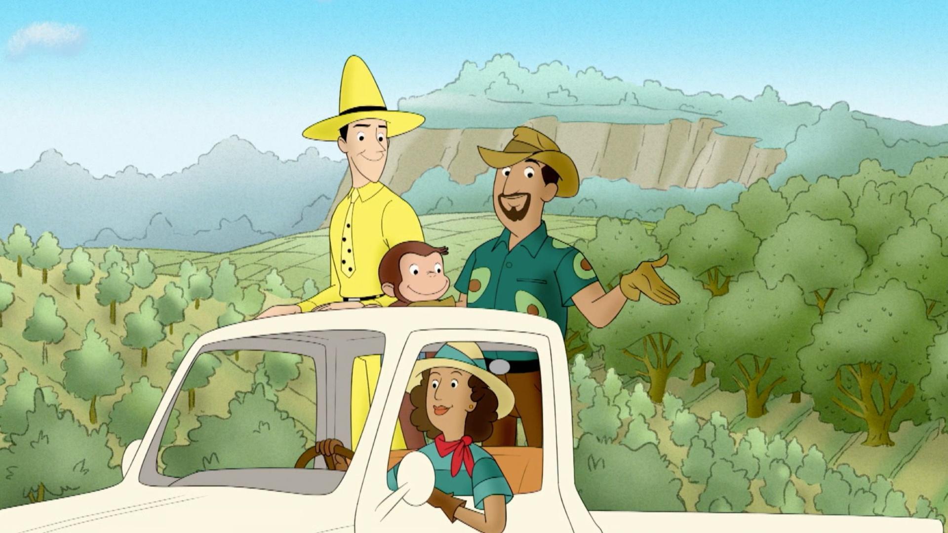 George grows an avocado. / George catches a cloud.