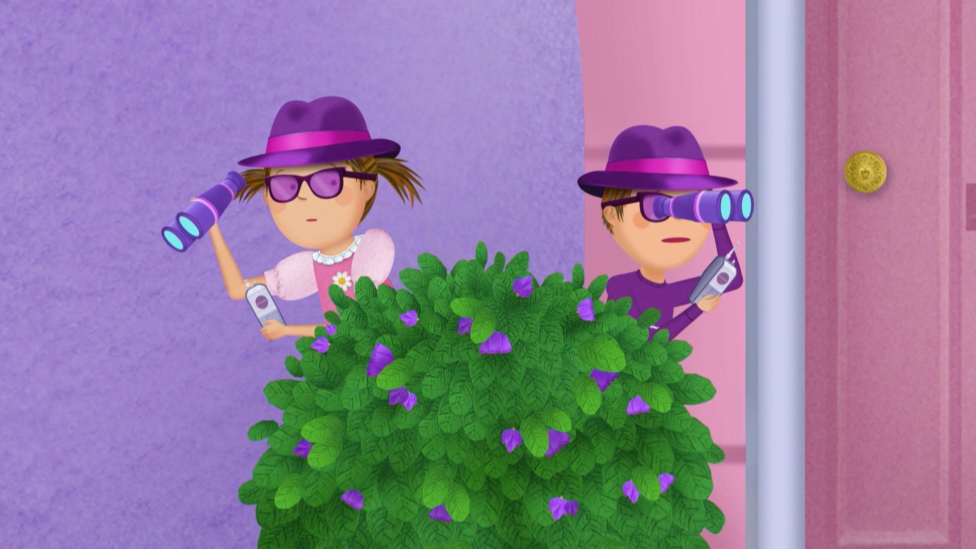 Pinkalicious makes a new friend. / Pinkalicious and Peter pretend to be spies.