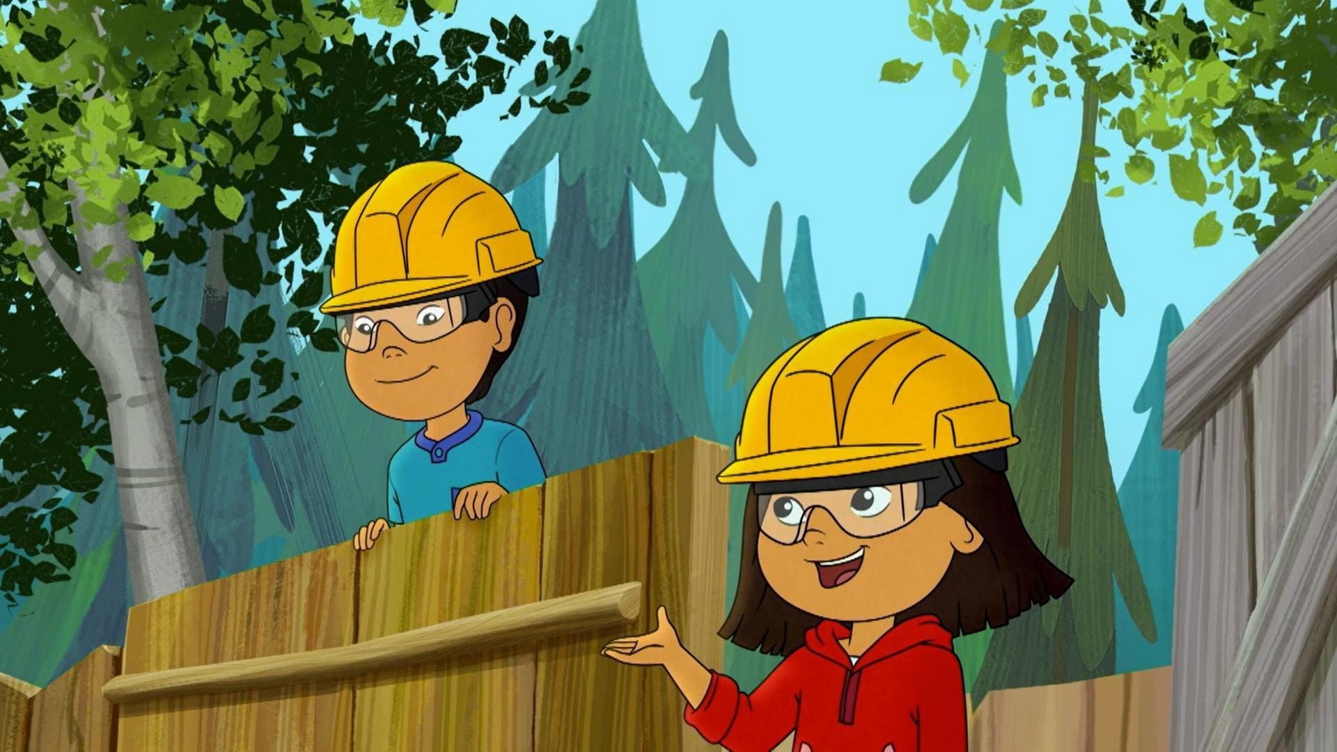Molly & Tooey build a treehouse. / Tooey trains his puppy, Khi, to become a sled dog.