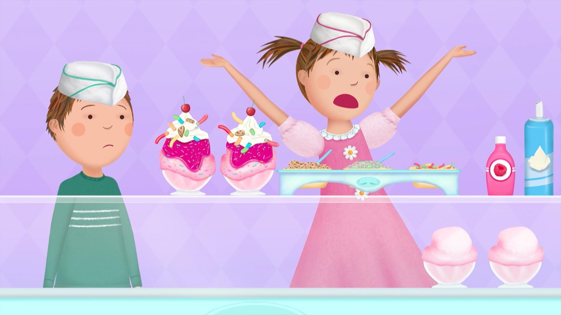 Pinkalicious learns that making ice cream takes rhythm. / Pinkalicious makes some perfume.