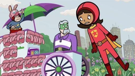 The villains play a gameshow. / Scoops thinks WordGirl is easily tricked.