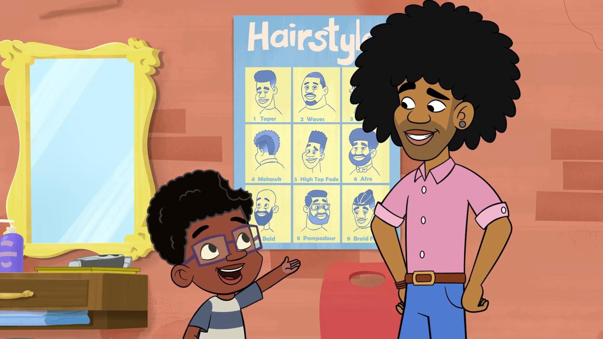 Both Jay & Sid need a haircut. Jay helps the barber with clipper guards.