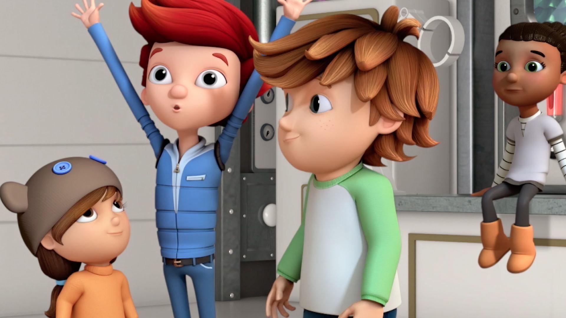 Jet and friends build a skating rink. / The gang makes a replica of the solar system.