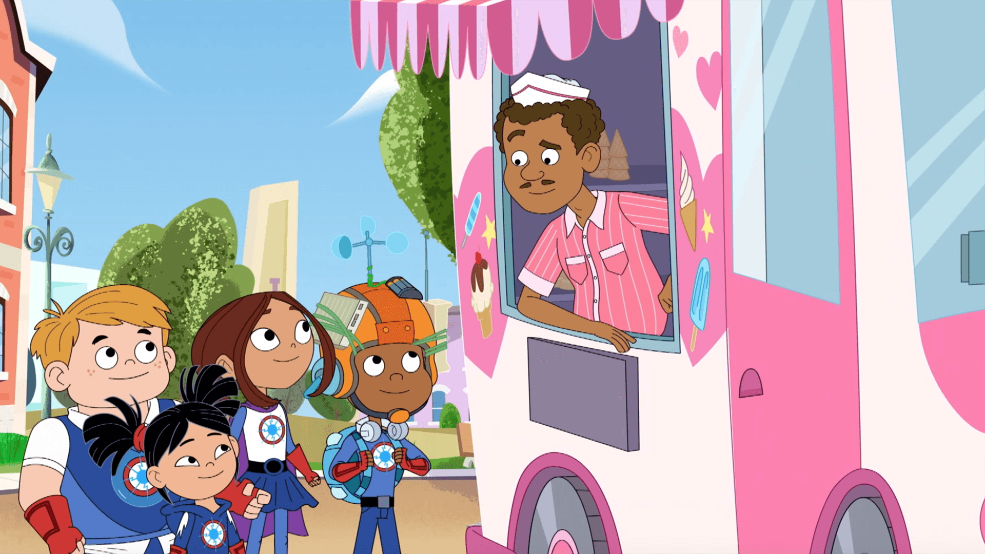 An ice cream truck is accidentally made invisible./A flying super-glue-gadget goes haywire