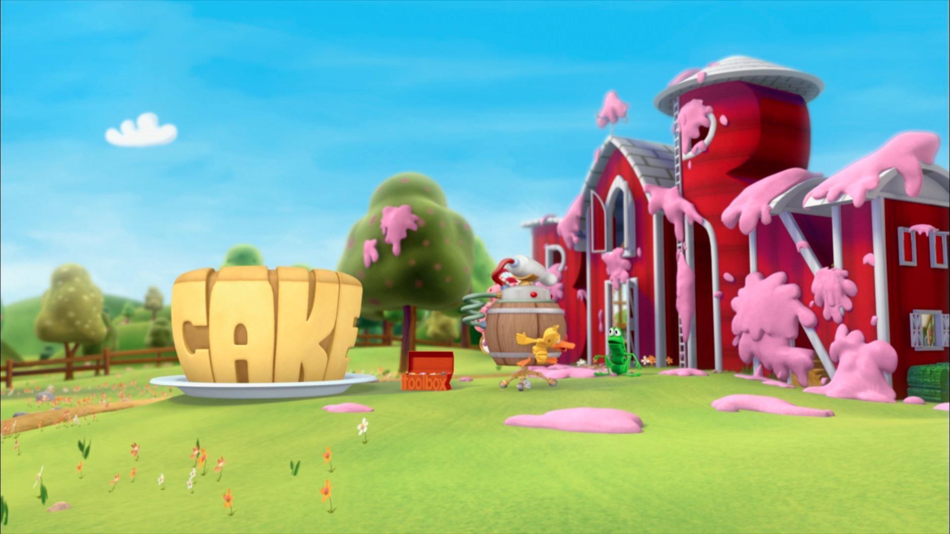 The friends save WordWorld from being covered in frosting. /Pig asks for help making jars.