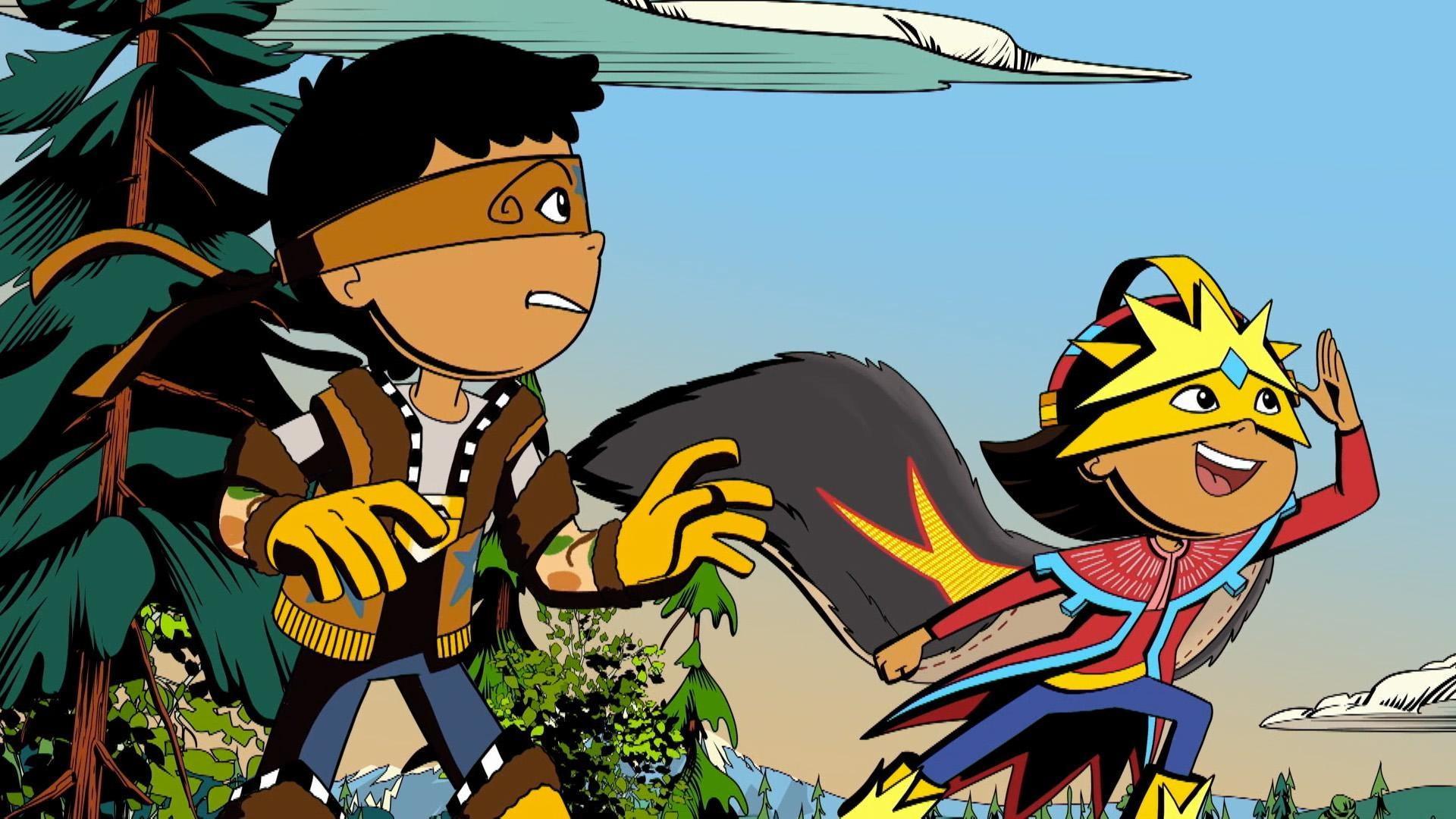 Molly & Tooey make their own superhero./Trini and Tooey fix Molly's old sled.