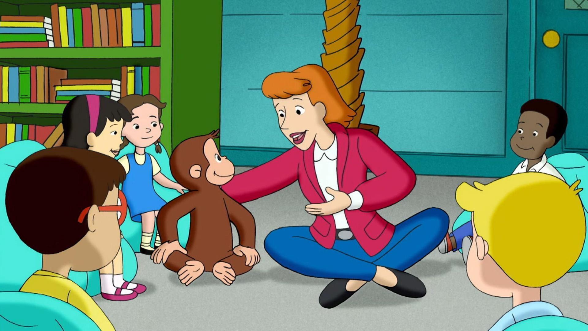 George is Allie's guest on her first day of school! / George helps Charkie with a test.