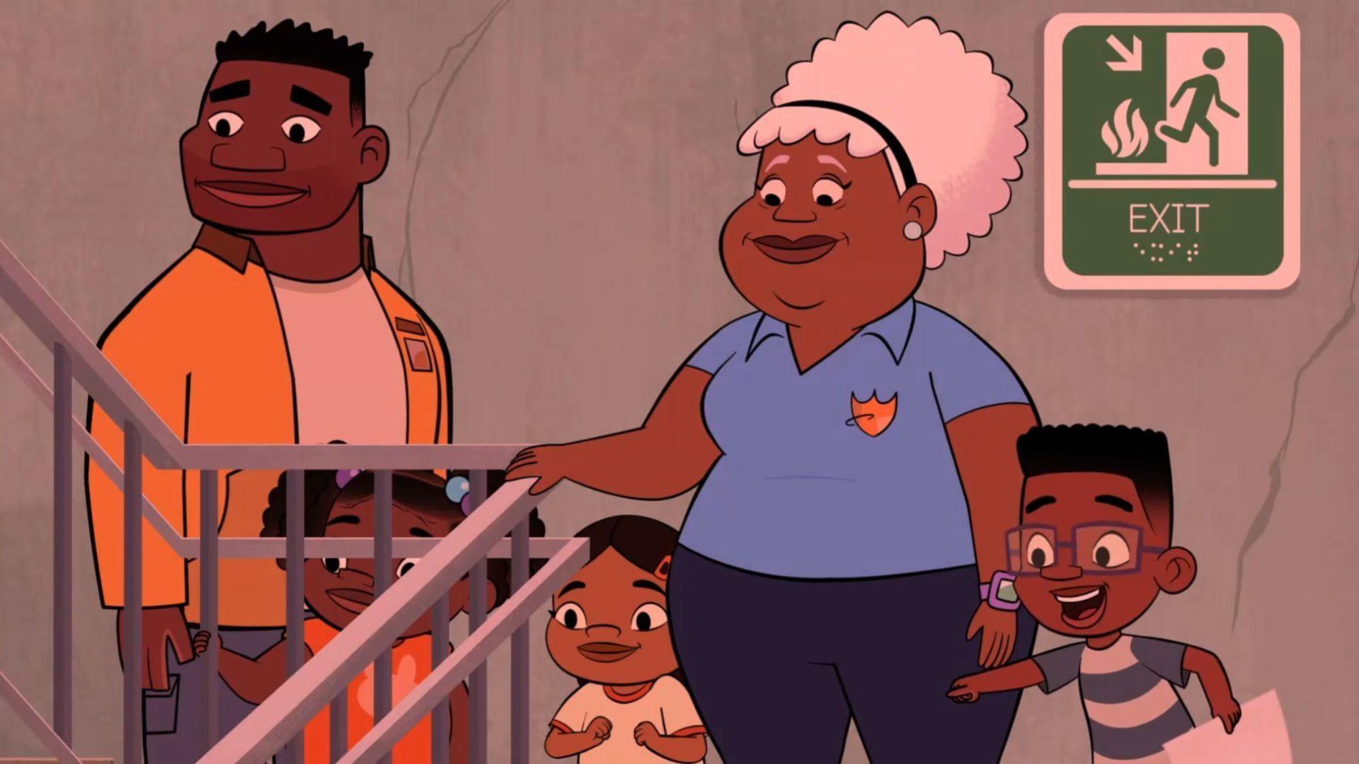 Phoebe, Jay & Lupe practice the fire safety plan.