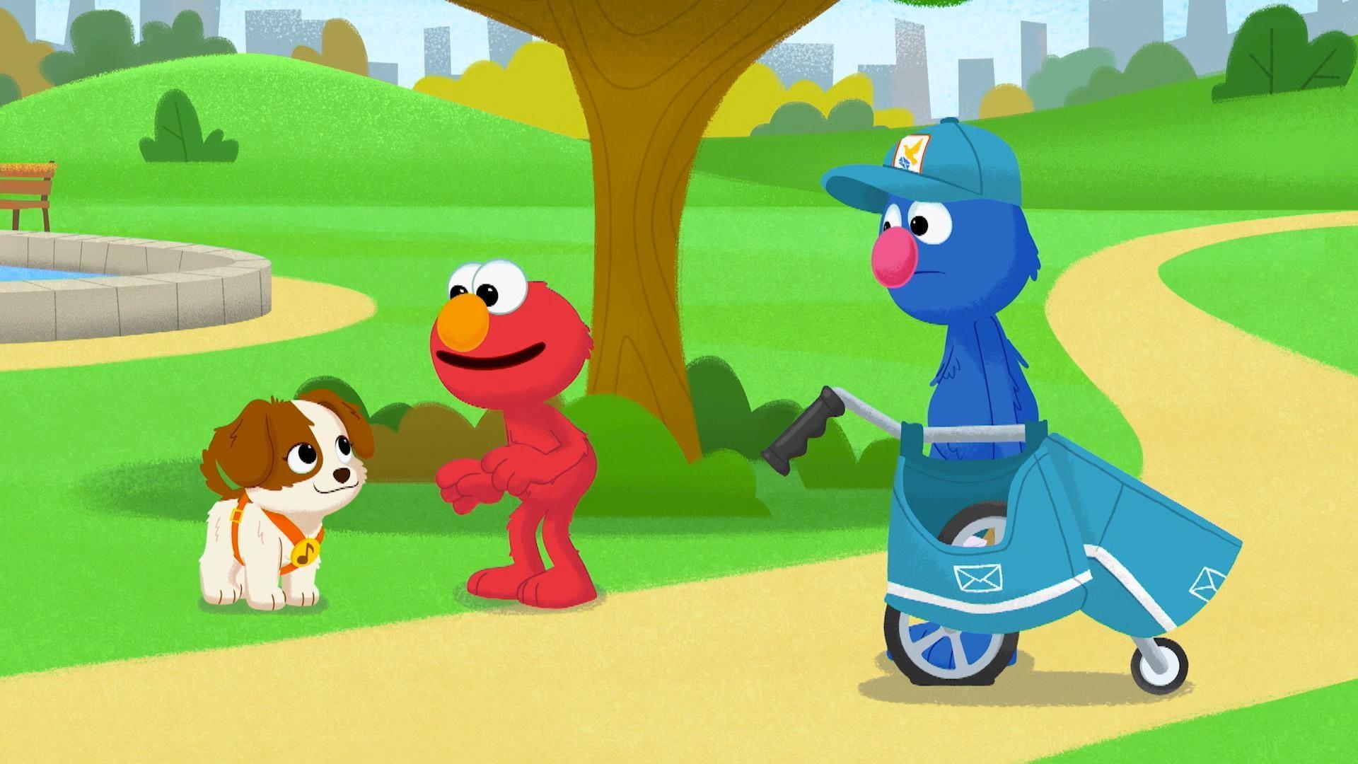 Elmo and Tango help Grover solve the mystery of who to deliver a package to.