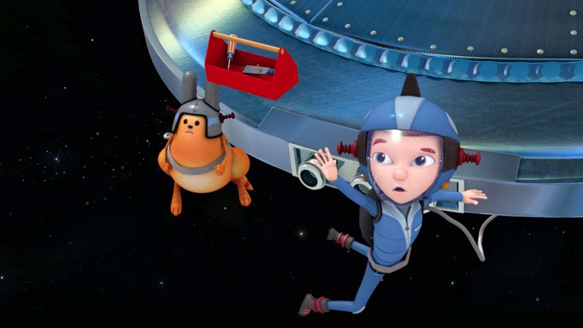 Carrot is mistakenly left on the Moon! / The Propulsions learn about Earth storms.