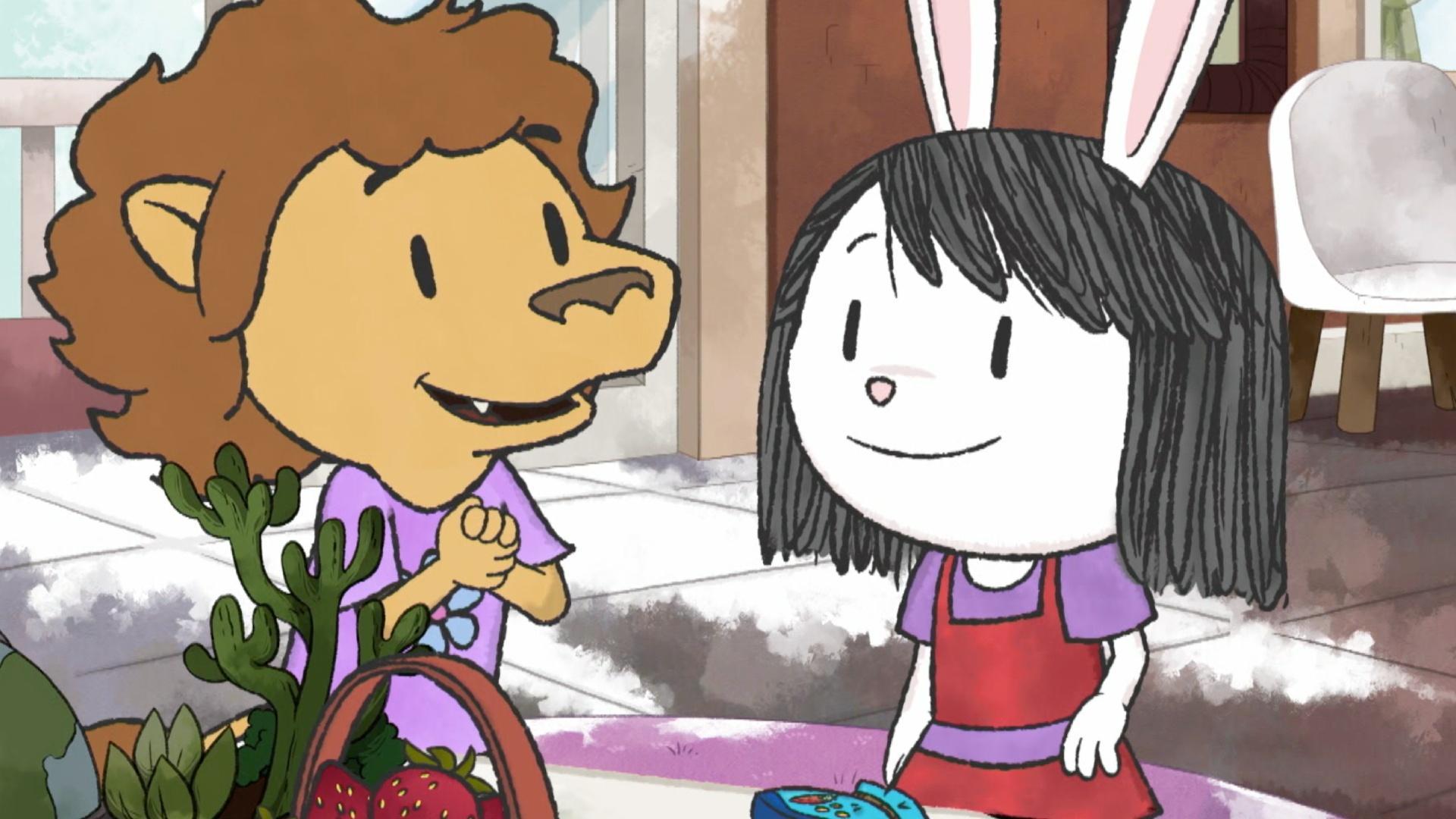 The kids help Hazel grow a garden./Elinor and the Exploring Club play music in the forest.