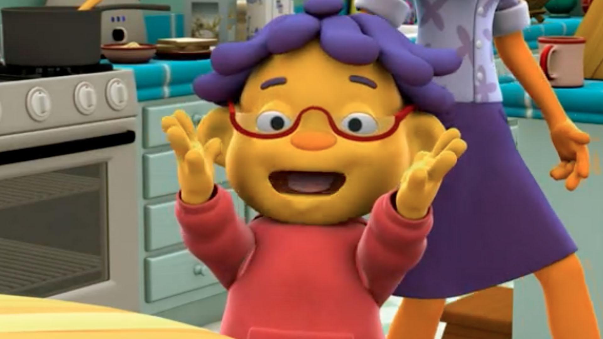 Sid tries on Grandma's glasses, but they make everything look blurry.