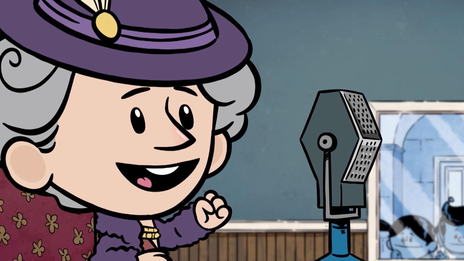 Eleanor shows Xavier, Brad, and Yadina her radio show to help the American people.