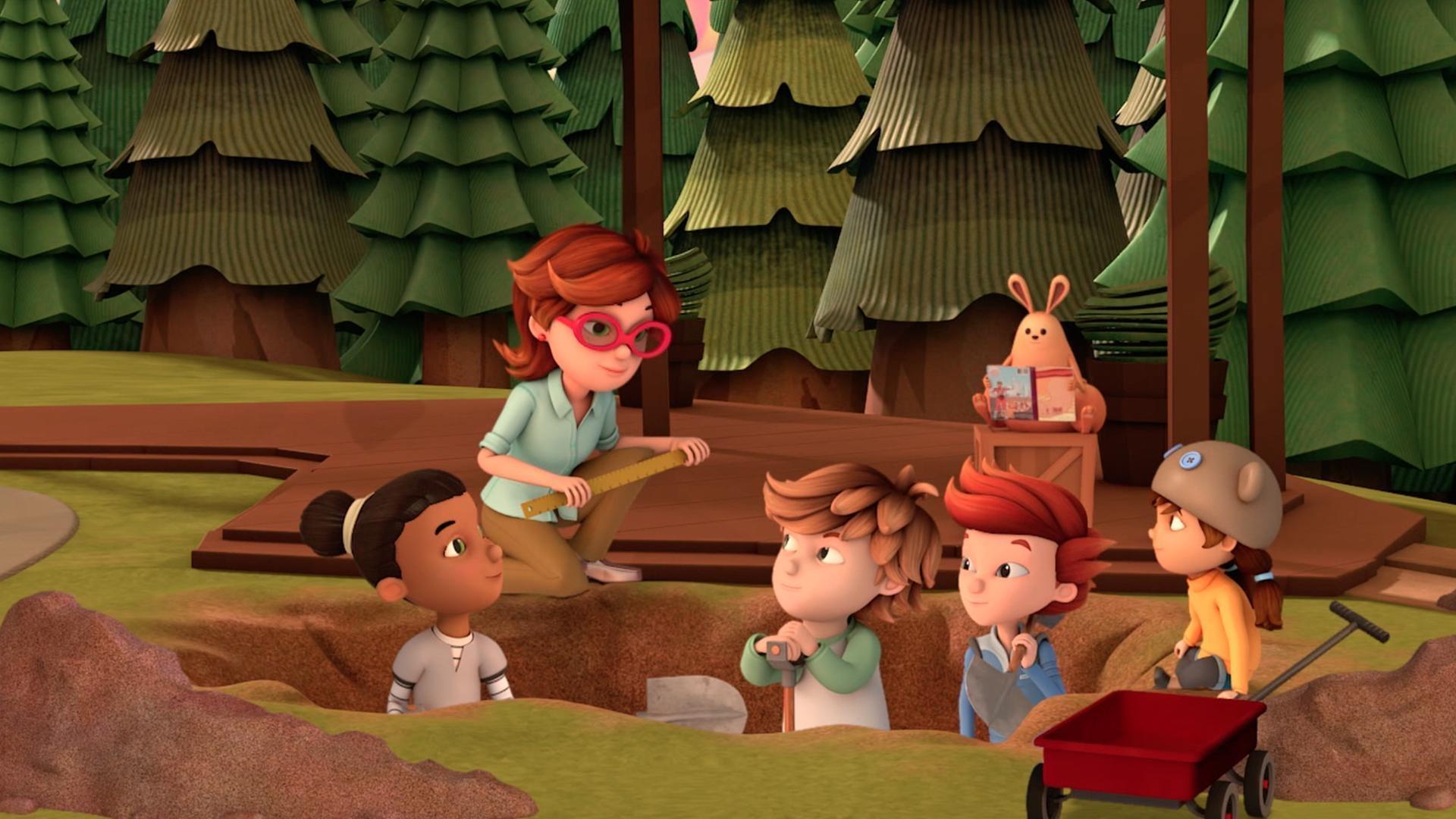 The kids try to dig into the Center of the Earth. / The kids investigate a strange smell.