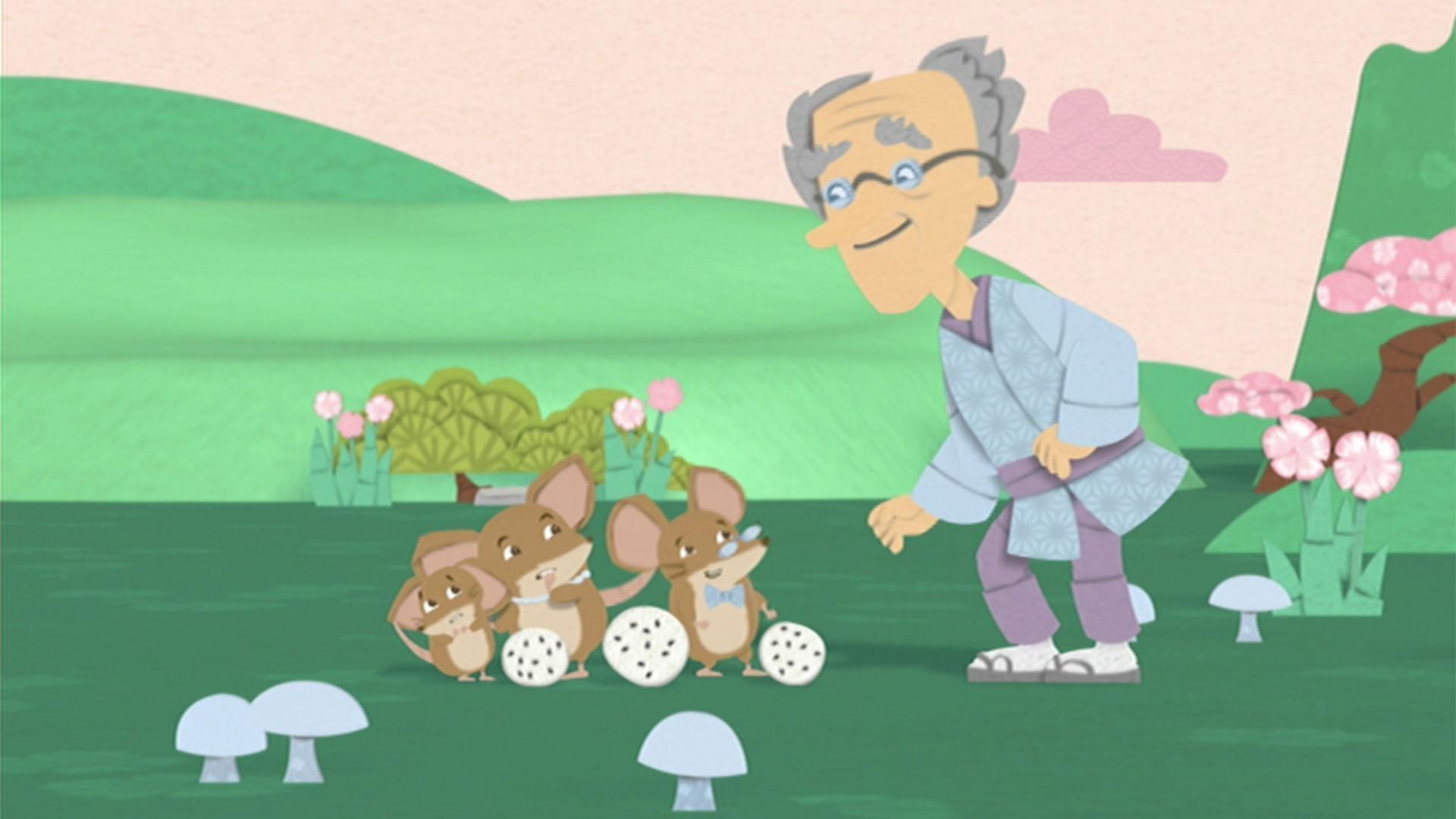 An old man must convince a family of mice that his rice cakes are worth returning.