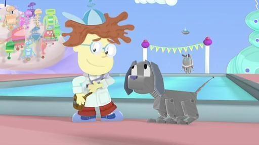 Whyatt and his puppy want to win the porridge race.