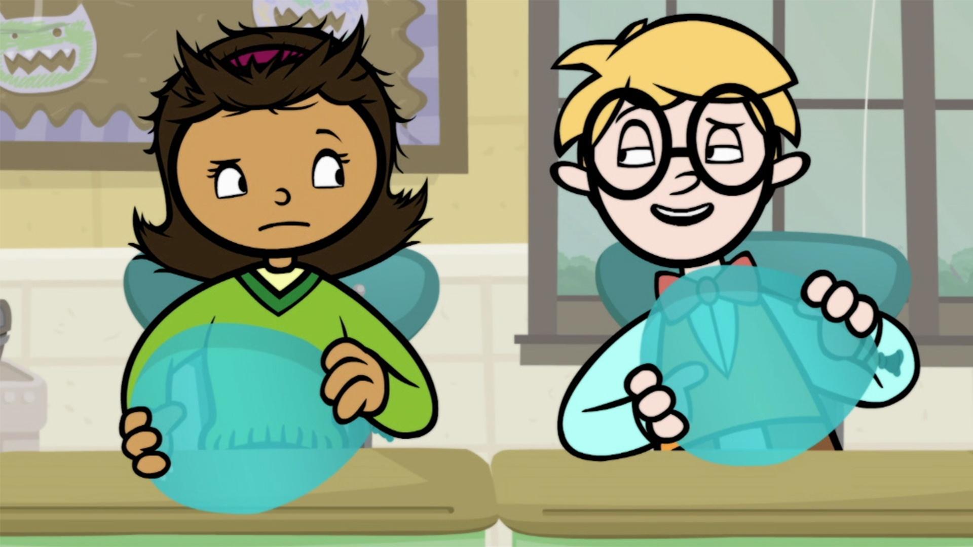 Who is the creator of the High Five Sandwich? / Can WordGirl defeat the evil robots?