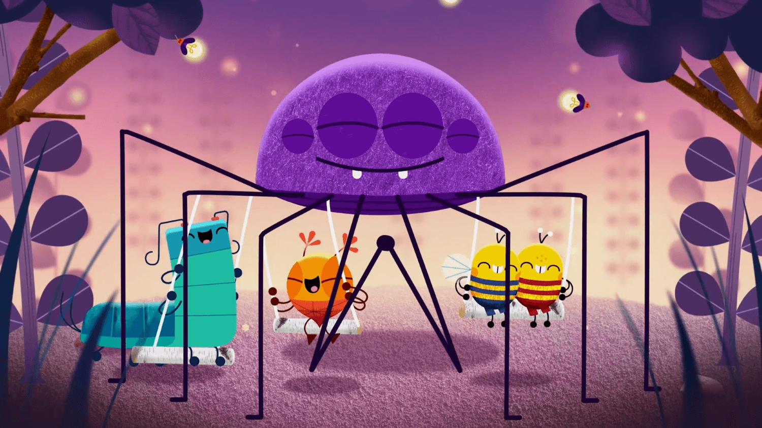A new spider neighbor helps June and friends use measurement to have a swingin’ good time!