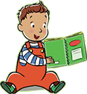 Baby Jake holding a book.